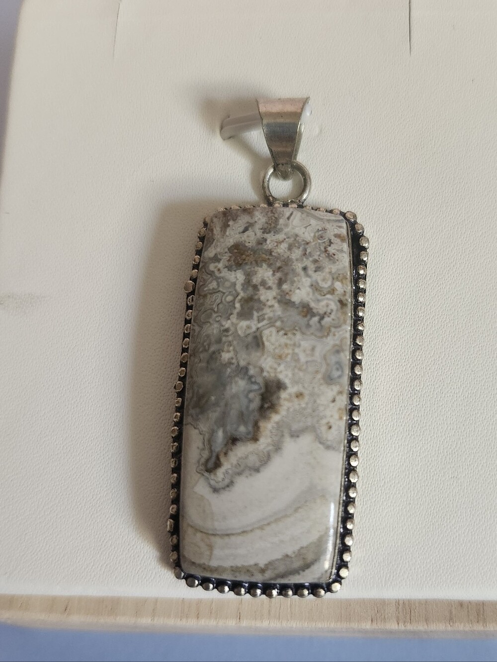 Natural Crazy Lace Agate Rectangular 925 Sterlong Silver Pendant New